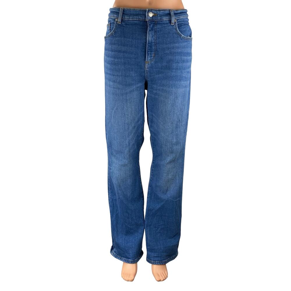 Ann Taylor LOFT Women's Blue High Rise Straight Leg Relaxed Denim Jeans Size 32